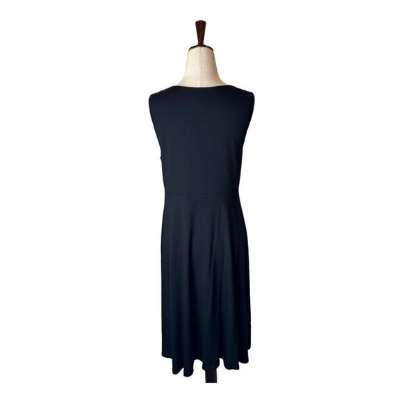 Eileen Fisher Dress Women Small Black Sleeveless Fit‎ And Flare Jersey Knit Midi - Picture 2 of 9